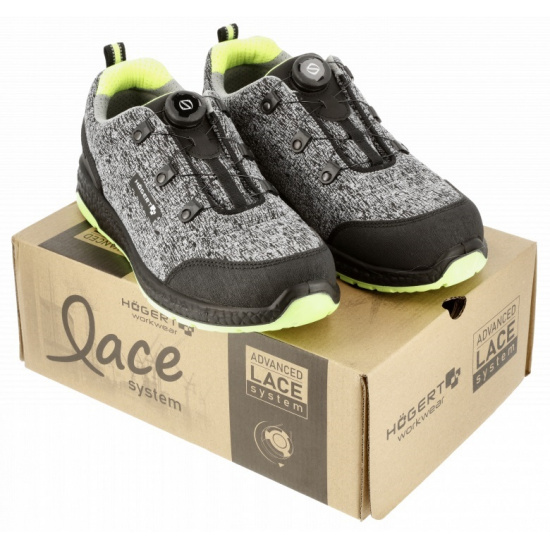 Большое фото товара - HOEGERT KEMINITZ Полуботинки рабочие LACE SYSTEM S1PS SR FO серый меланж/зеленый 41 HT5K578-41, 44189. Вариант №5
