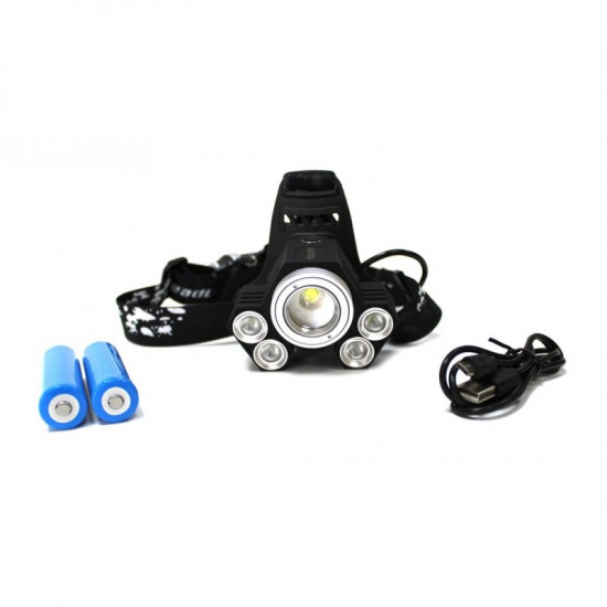 Большое фото товара - Фонарь светодиодный аккумуляторный налобный(5W LED,500Lm,2000mAh,зарядка12V,время раб.4ч,время заряд.5ч,защита гнезда зарядки,синий/белый/желтый свет) RF-01157, 47804. Вариант №3