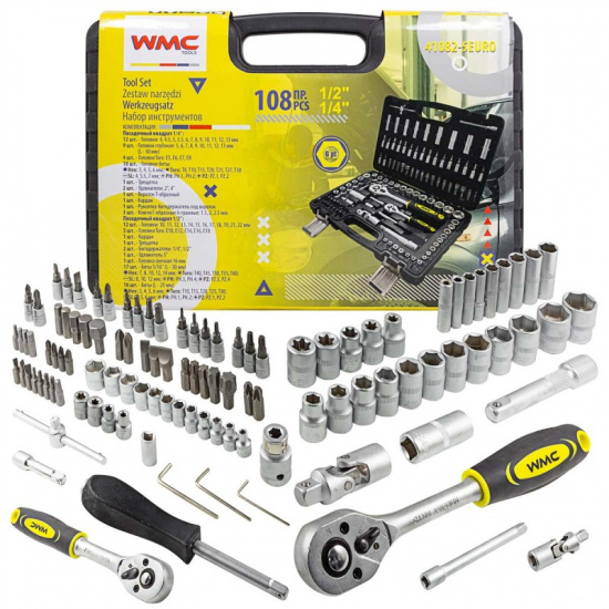 Большое фото товара - WMC TOOLS Набор инструментов 108пр. 1/2'', 1/4'' (6гр.)(4-22мм) WMC-41082-5EURO, 51377. Вариант №1