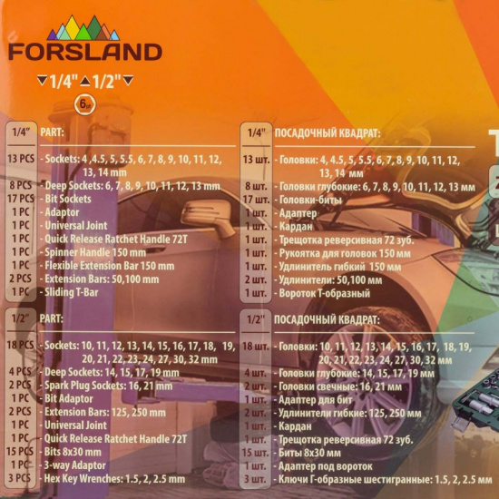 Большое фото товара - Набор инструментов 94 пр. Forsland-4941-5, 52672. Вариант №2
