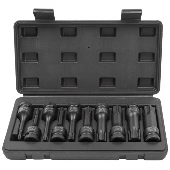 Большое фото товара - ROCKFORCE Набор головок-бит TORX ударных 10пр.,1/2"(T30, T40, T45, T50, T55, T60, T70, T80, T90, T100), в кейсе RF-41013MPB, 54610. Вариант №2