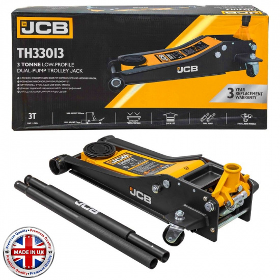 Большое фото товара - JCB Домкрат подкатной гидравлический 3т (h min 75мм, h max 505мм) JCB-TH33013, 56953. Вариант №1