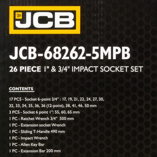 Большое фото товара - Набор инструментов ударных 26пр, 3/4", 1" (6гр.) JCB-68262-5MPB, 59043. Вариант №5
