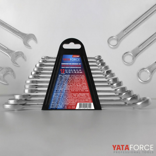 Большое фото товара - YATAFORCE Набор ключей комбинированных 12пр.(6-14,17,19,22мм),в пластиковом держателе YF-5123MP, 60496. Вариант №6