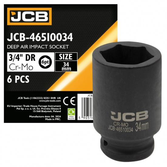 Большое фото товара - JCB Головка ударная глубокая 3/4", 55мм (6гр.) JCB-46510055, 60573. Вариант №1