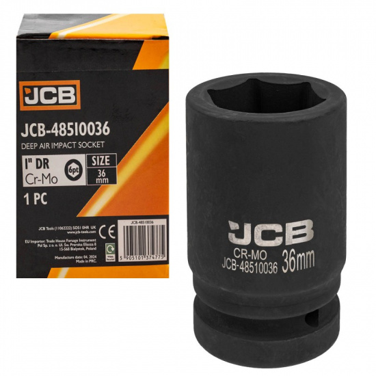 Большое фото товара - JCB Головка ударная глубокая 1", 36мм (6гр.) JCB-48510036, 60628. Вариант №1