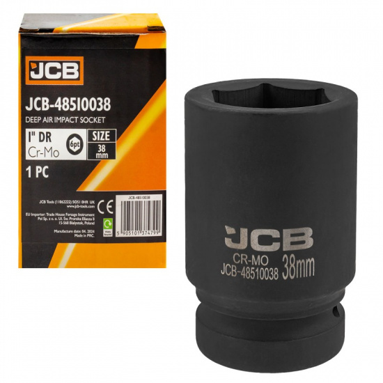 Большое фото товара - Головка ударная глубокая 1", 38мм (6гр.) JCB-48510038, 60629. Вариант №1