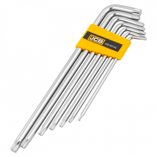 Большое фото товара - Набор ключей TORX Г-образных экстра длинных 7пр.(Т10,Т15,Т20,Т25,Т27,Т30,Т40) в пластиковом держателе JCB-5071XL, 60965. Вариант №2