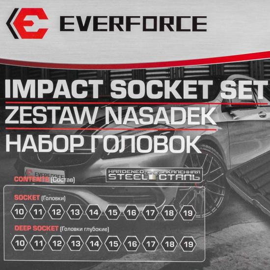 Большое фото товара - Головки, набор 20пр., 1/2" (6гр.) EF-4201-5K, 61685. Вариант №5