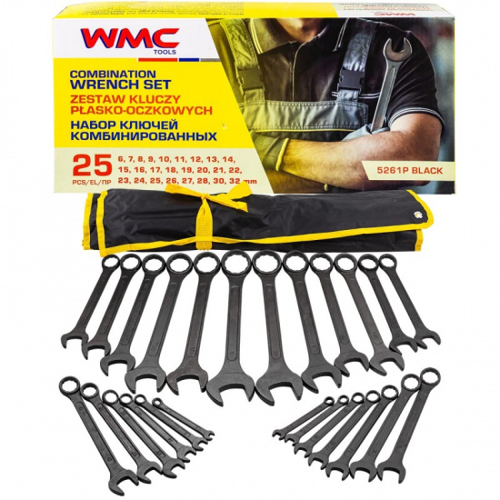Большое фото товара - WMC TOOLS Набор ключей комбинированных 25пр. WMC-5261P Black, 62063. Вариант №2