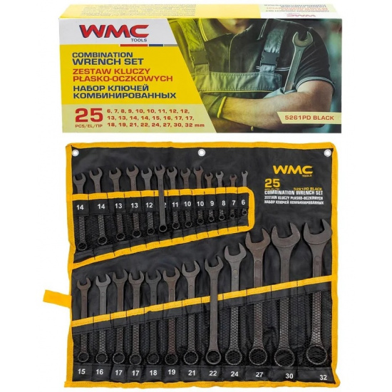 Большое фото товара - WMC TOOLS Набор ключей комбинированных 25пр. WMC-5261PD Black, 62067. Вариант №1