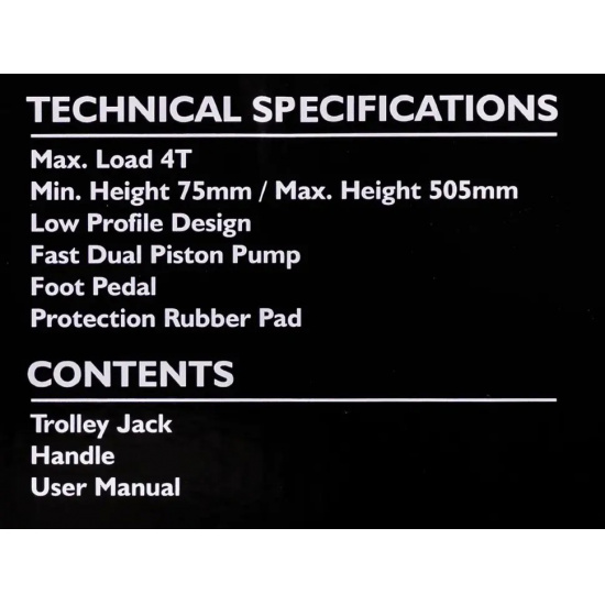 Большое фото товара - JCB Домкрат подкатной гидравлический 4т JCB-T84008, 62994. Вариант №7