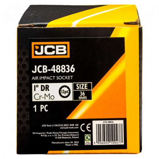 Большое фото товара - Головка ударная 1'', 36мм (12гр.) JCB-48836, 63071. Вариант №5