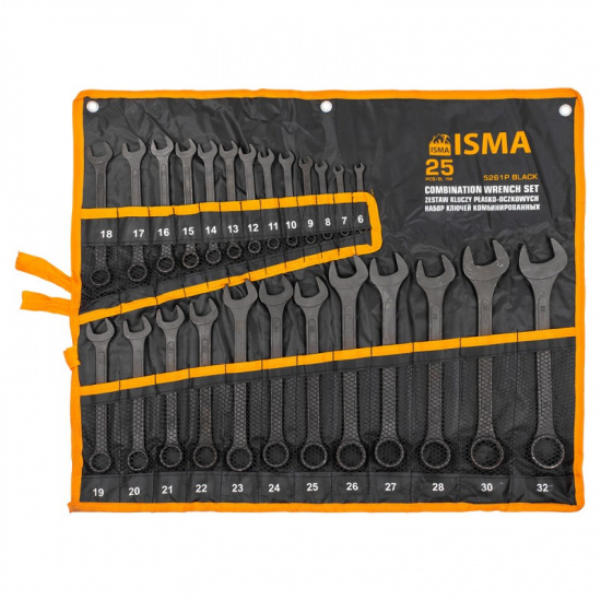 Большое фото товара - ISMA Набор ключей комбинированных 25пр. ISMA-5261P BLACK, 64749. Вариант №2