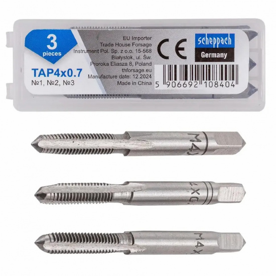 Большое фото товара - Метчик M4x0,7 (3шт) Sch-TAP4x0,7, 65175. Вариант №1