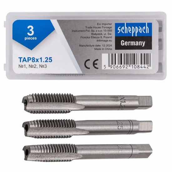 Большое фото товара - SCHEPPACH Метчик M8x1,25 (3шт) Sch-TAP8x1,25, 65179. Вариант №1