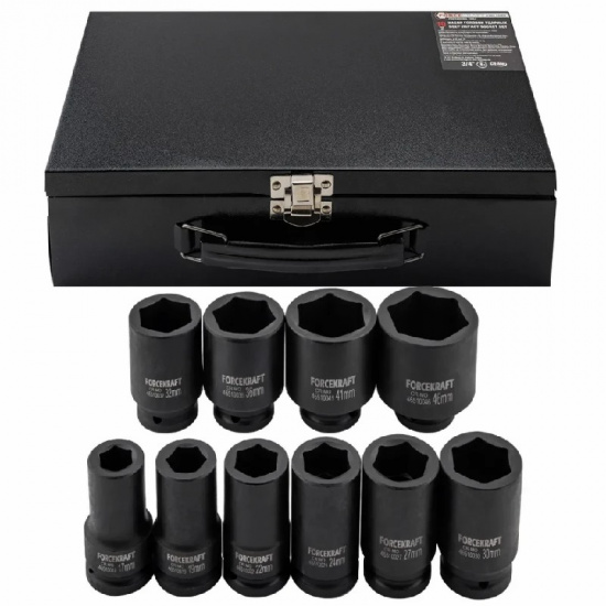 Большое фото товара - FORCEKRAFT Набор головок ударных 10пр. 3/4" 6pt FK-6108-5MPB, 65254. Вариант №1