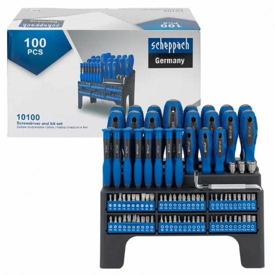 Большое фото товара - Набор отверток и бит 100пр. 1/4" Sch-10100, 65860. Вариант №1