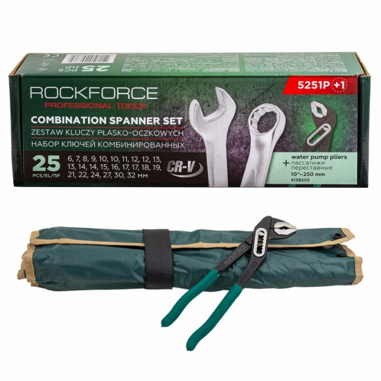 Большое фото товара - ROCKFORCE Набор ключей комбинированных 25пр. RF-5251P+1, 67093. Вариант №2