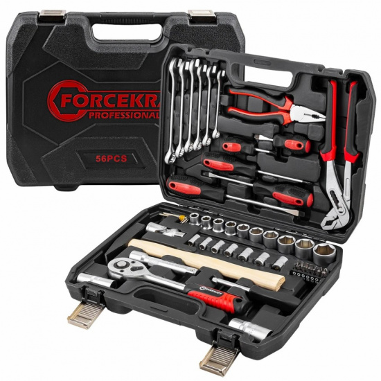 Большое фото товара - FORCEKRAFT Набор инструментов 56пр. 1/4", 1/2" FK-FK56, 67427. Вариант №2