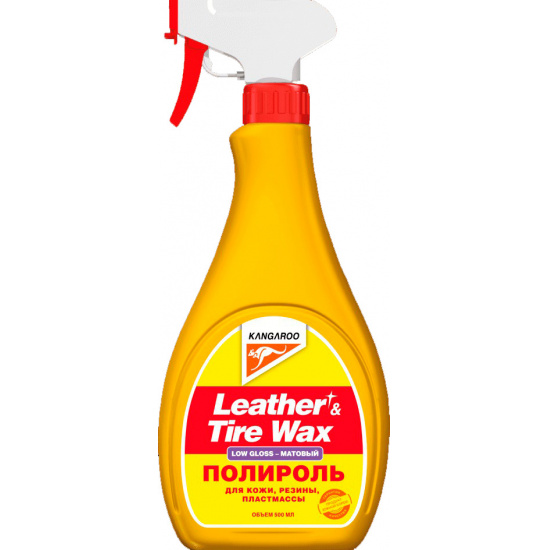Большое фото товара - KANGAROO Полироль матовый Leather , Tire Wax Low Gloss для кожи, резины, пластмассы 500мл., KANG-330149. Вариант №1