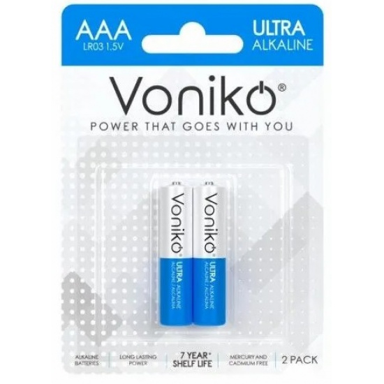 Большое фото товара - Элемент питания AAA: LR3-BC2 ALKALINE ULTRA 1,5V VONIKO, V-LR3U-2. Вариант №1